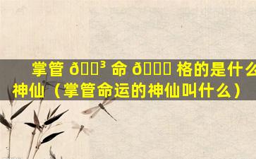 掌管 🐳 命 💐 格的是什么神仙（掌管命运的神仙叫什么）